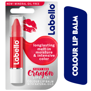 Labello Lipstick Crayon Colour Lip Balm - Poppy Red 3 Gm